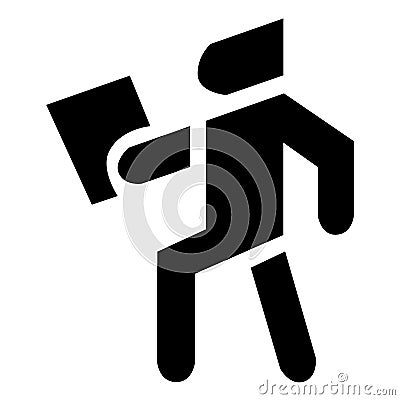 Man holding a document application on paper in black vector icon Vector Illustration