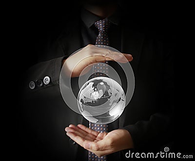 Man holding earth Extremely detailed image including elements f Stock Photo