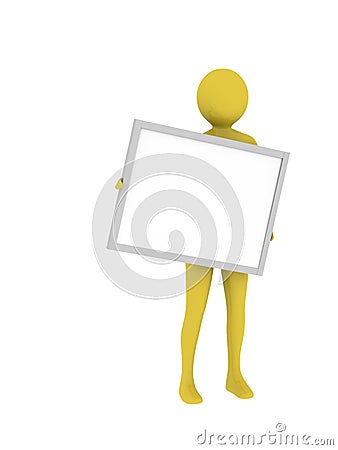 Man holding empty presentation board Stock Photo