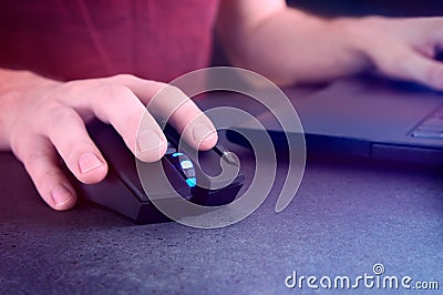 Man holding gaming mouse Stock Photo