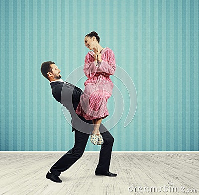 Man holding on the hands wife Stock Photo