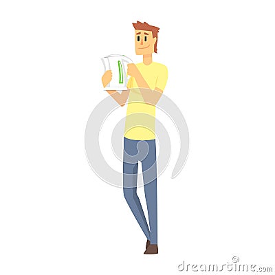 Man Holding A Kettle, Department Store Shopping For Domestic Equipment And Electronic Objects For Home Vector Illustration