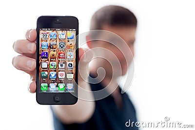 Man Holding a New iPhone 5 Editorial Stock Photo