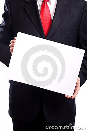 Man Holding Sign Stock Photo