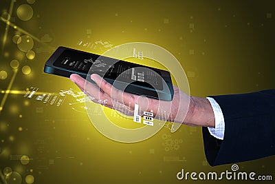 Man holding smart phone Stock Photo