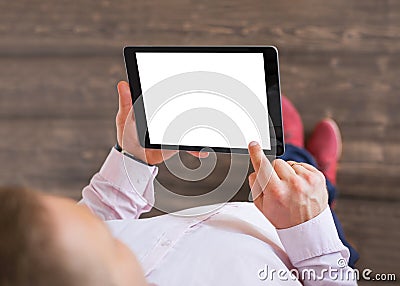 Man holding tablet. Stock Photo