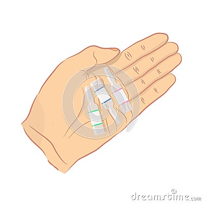 Man holds ampoules Vector Illustration