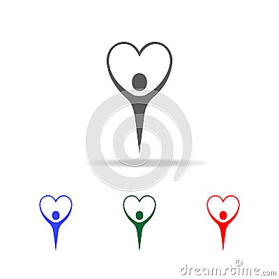 man holds the heart icon. Elements of Valentine's Day in multi colored icons. Premium quality graphic design icon. Simple icon fo Stock Photo