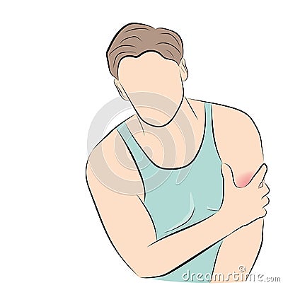 The man holds his hand. arm hurts. vector illustration. Vector Illustration
