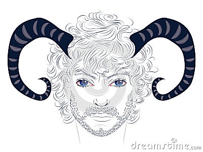 Man with Horns Vector Illustration