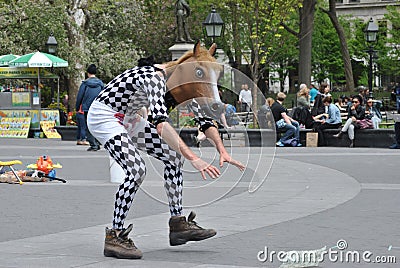 Man in horse head custume Editorial Stock Photo