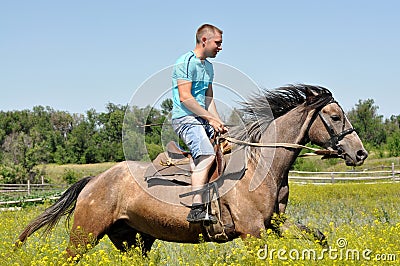 Man on horseback Stock Photo