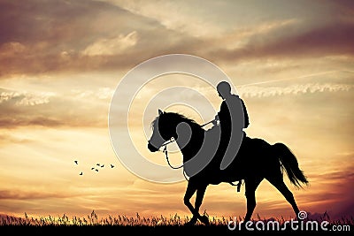 Man on horseback Stock Photo