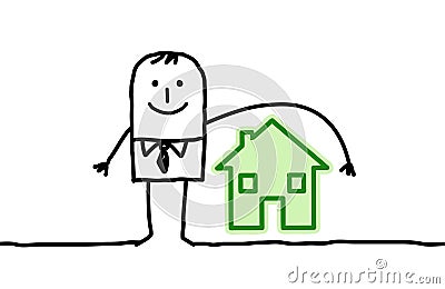 Man & housing insurance Vector Illustration