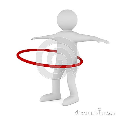 Man and hula hoop on white background Stock Photo