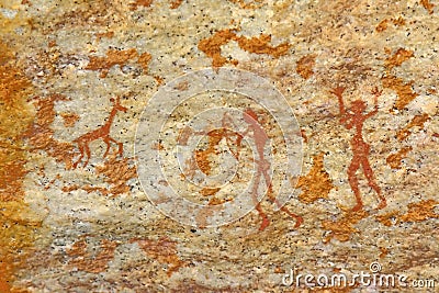 Man hunting bushman's ancient wall artwork Stock Photo