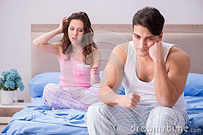 The man husband upset about pregnancy test results Stock Photo