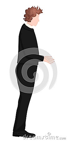 Man icon. Man in black suit illustration. Graphic People clipart Vector Illustration