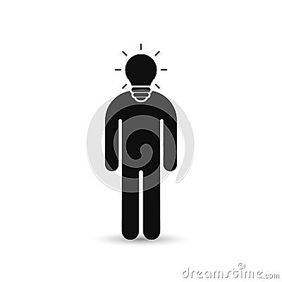 Man with idea bulb instead head icon, vector talent man illustration Vector Illustration