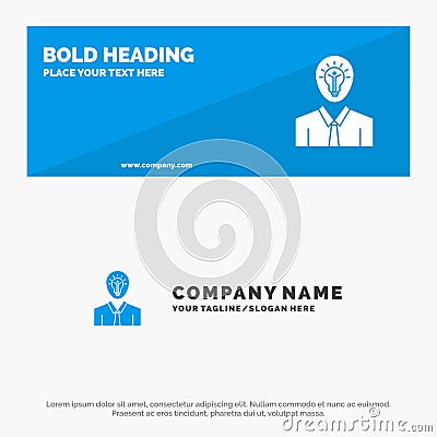 Man, Idea, Success, Light, Growth SOlid Icon Website Banner and Business Logo Template Vector Illustration
