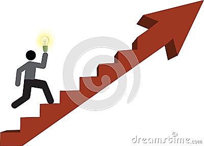 Man with an idea takes the path uphill Vector Illustration