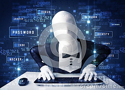 Man without identity programing in technology enviroment with cy Stock Photo