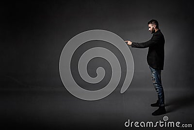 Man indicated empty space Stock Photo