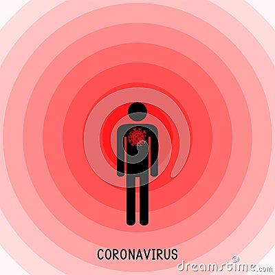 Man infected with coronavirus Vector Illustration