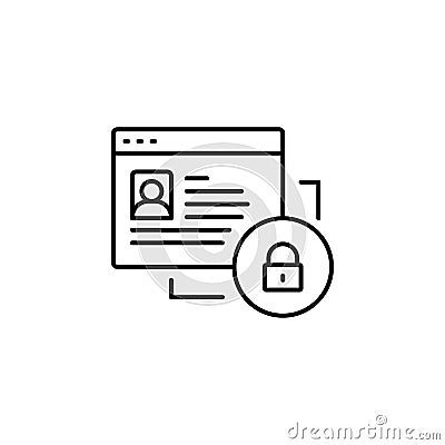 Man, information, blocked icon. Simple line, outline vector of confidential information icons for ui and ux, website or mobile Stock Photo