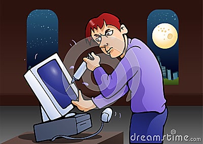 Man inject computer Stock Photo