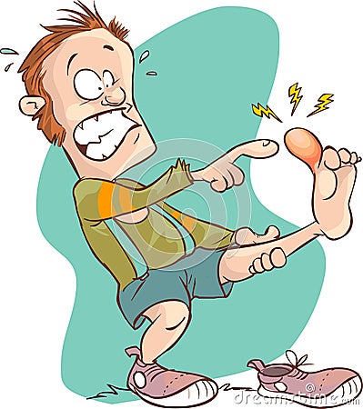 Man injured foot Vector Illustration