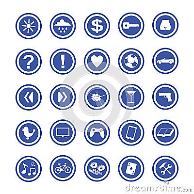 Man interests icon set, blue color Vector Illustration