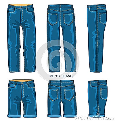 Man jeans pants and shorts Vector Illustration