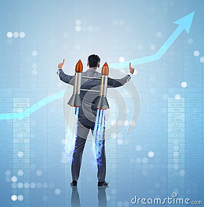 Man with jet pack in business concept Stock Photo