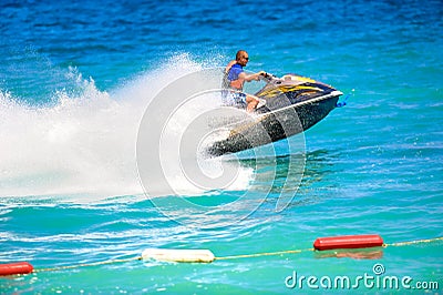 Man on a jet ski Stock Photo