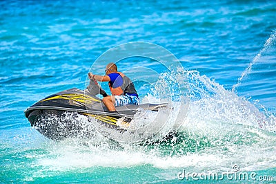 Man on jet ski Stock Photo