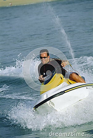 A man on a jet ski Stock Photo