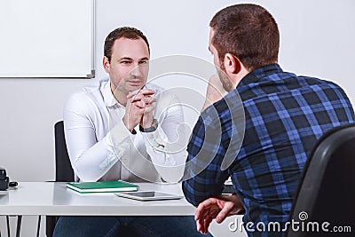 Man in job interview Stock Photo