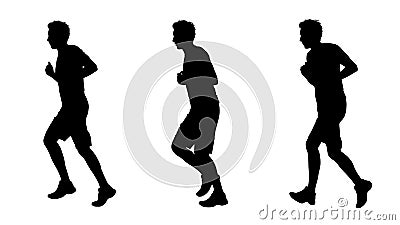 Man jogging silhouettes set 1 Stock Photo