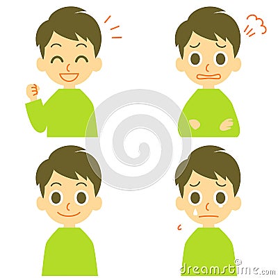 Man, joyful, angry, weep Vector Illustration