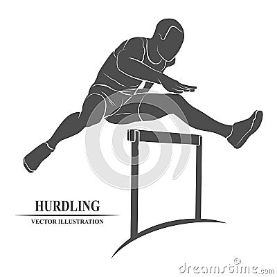 Man jump hurdles Vector Illustration