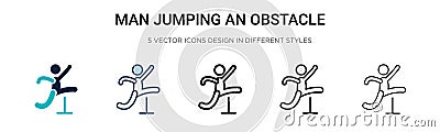 Man jumping an obstacle icon in filled, thin line, outline and stroke style. Vector illustration of two colored and black man Vector Illustration
