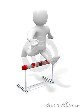 Man jumping over the hurdle Cartoon Illustration