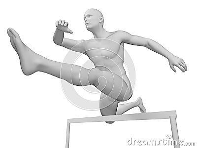 A man jumping over obstacles Cartoon Illustration
