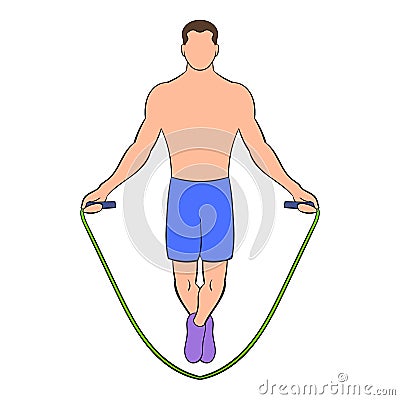 Man jumping with skipping rope icon cartoon Vector Illustration