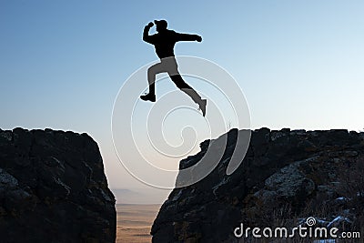 Man jumps Stock Photo