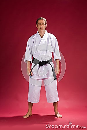 Man in karate kimono Stock Photo