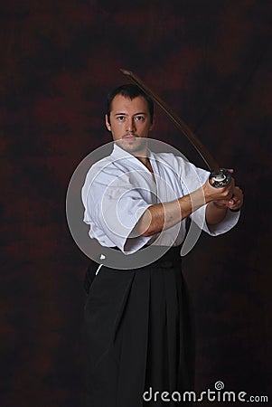 A man with katana Stock Photo