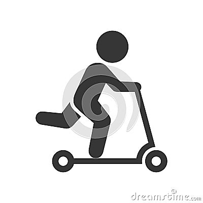 Man on Kick Scooter Icon Vector Illustration