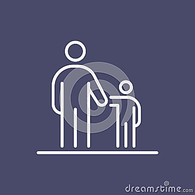 Man with kid icon ui people simple line flat illustration Vector Illustration